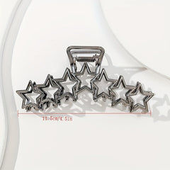 Hollow Star Metal Hair Claw Clip Silver Non Slip Strong Hold Grip Hair Jaw Clip