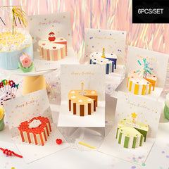 6Packs 3d Birthday Cake Thank You Small Card Set