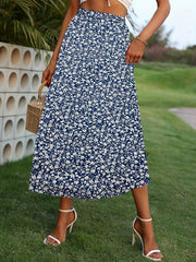Floral Print High Waist A Line Skirt
