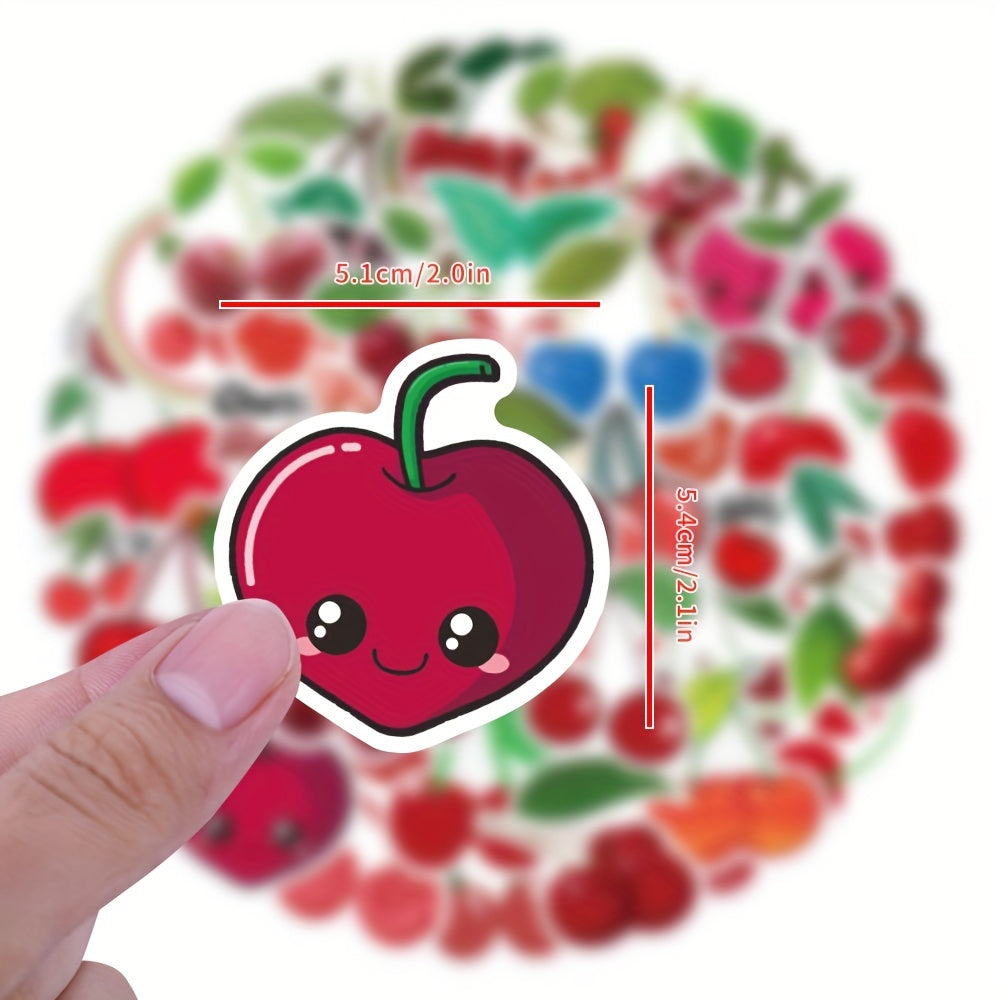 60pcs Cherry Vinyl Stickers Waterproof for Water Bottles Laptop Luggage Cup