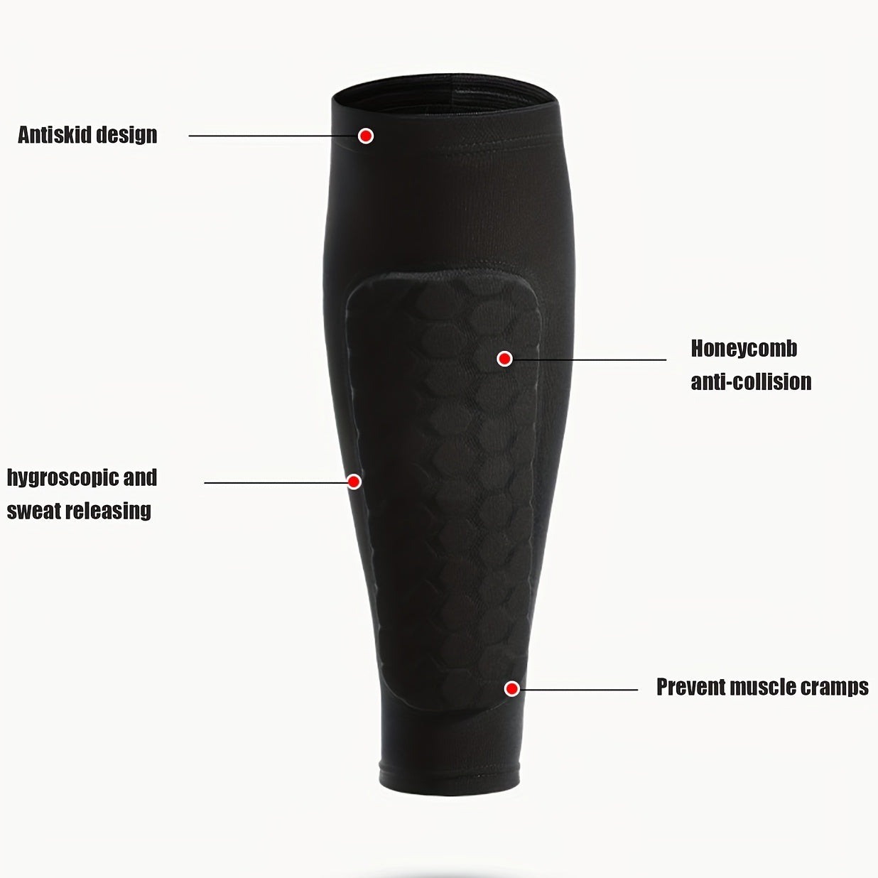 Honeycomb Pad Calf Compression Sleeve for Soccer Anti Collision