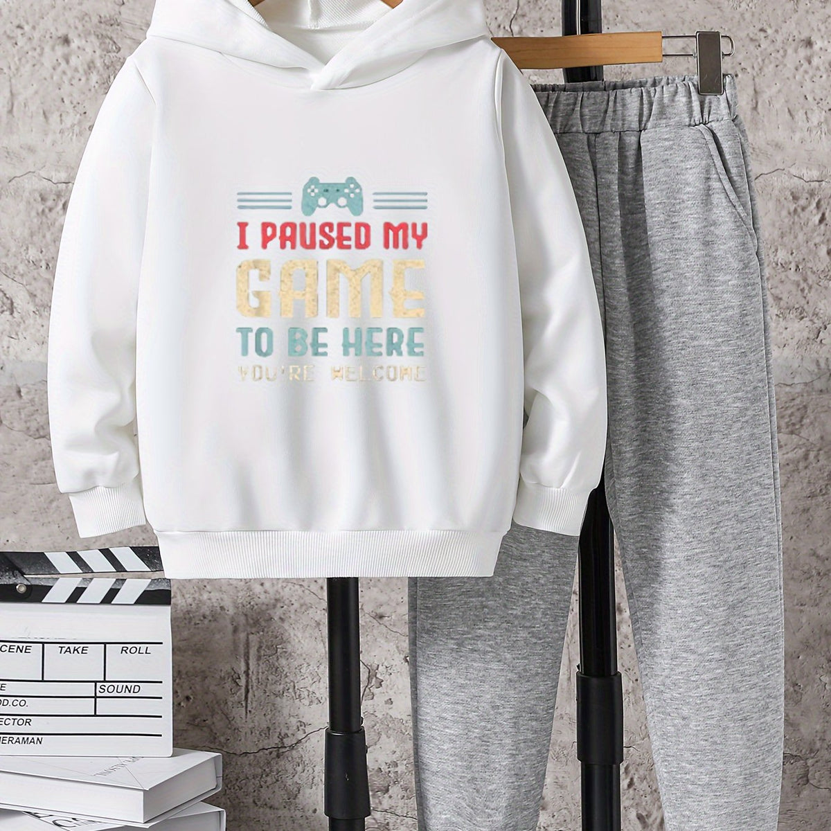 Boys Casual Long Sleeve Hooded Sweatshirt & Sweatpants Set