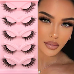 5 Pairs Cat Eye Lashes Fluffy False Eyelashes Natural Faux Mink