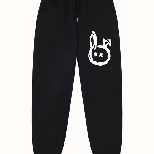 Rabbit Pattern Joggers Loose Fit Drawstring Pants