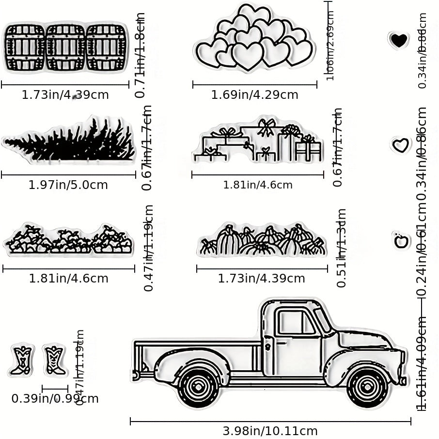 Truck Grass Love Stamps And Dies for Card Making Flowers