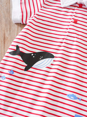 Baby Boys Whale Graphic Striped Romper Jumpsuit Clothes