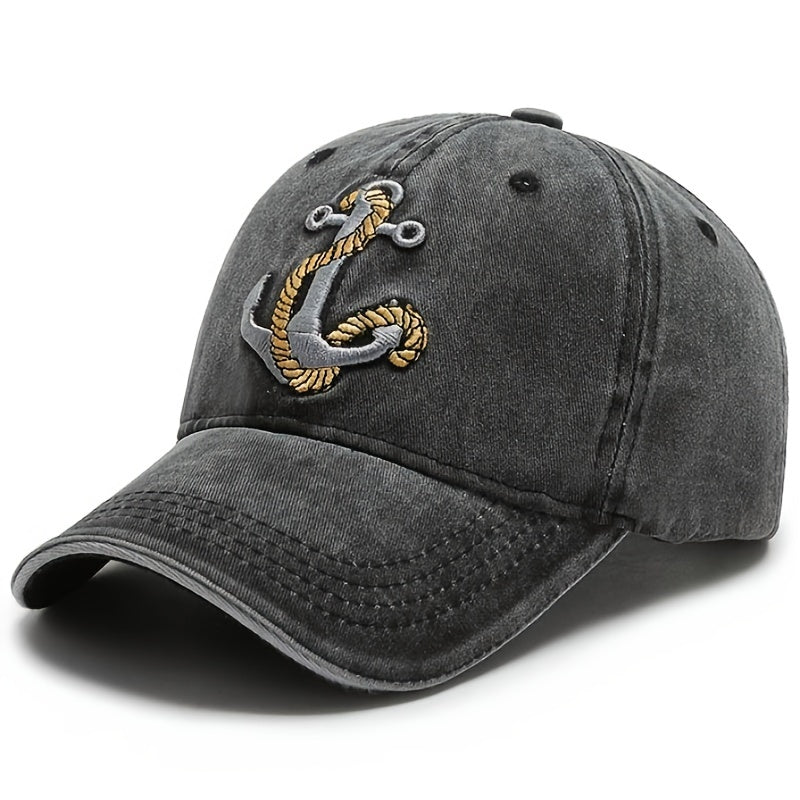 Anchor Embroidered Baseball Cap Lightweight Adjustable Trucker Sun Hat