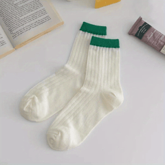 3 Pack Colorblock Crew Socks for Women
