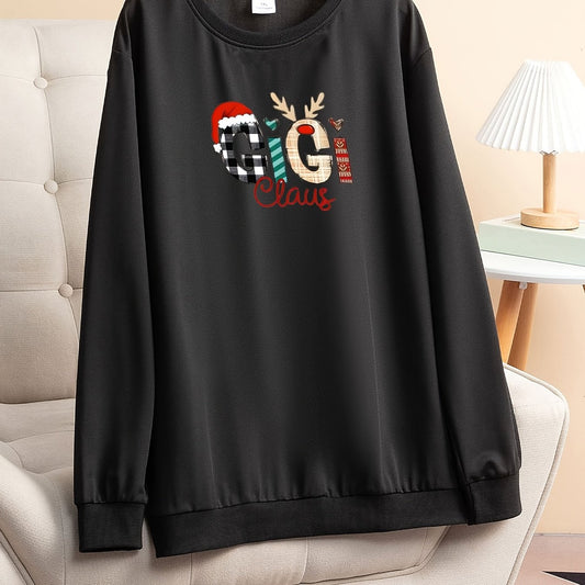  Christmas Lounge Top Women's Plus Christmas Letter Graphic