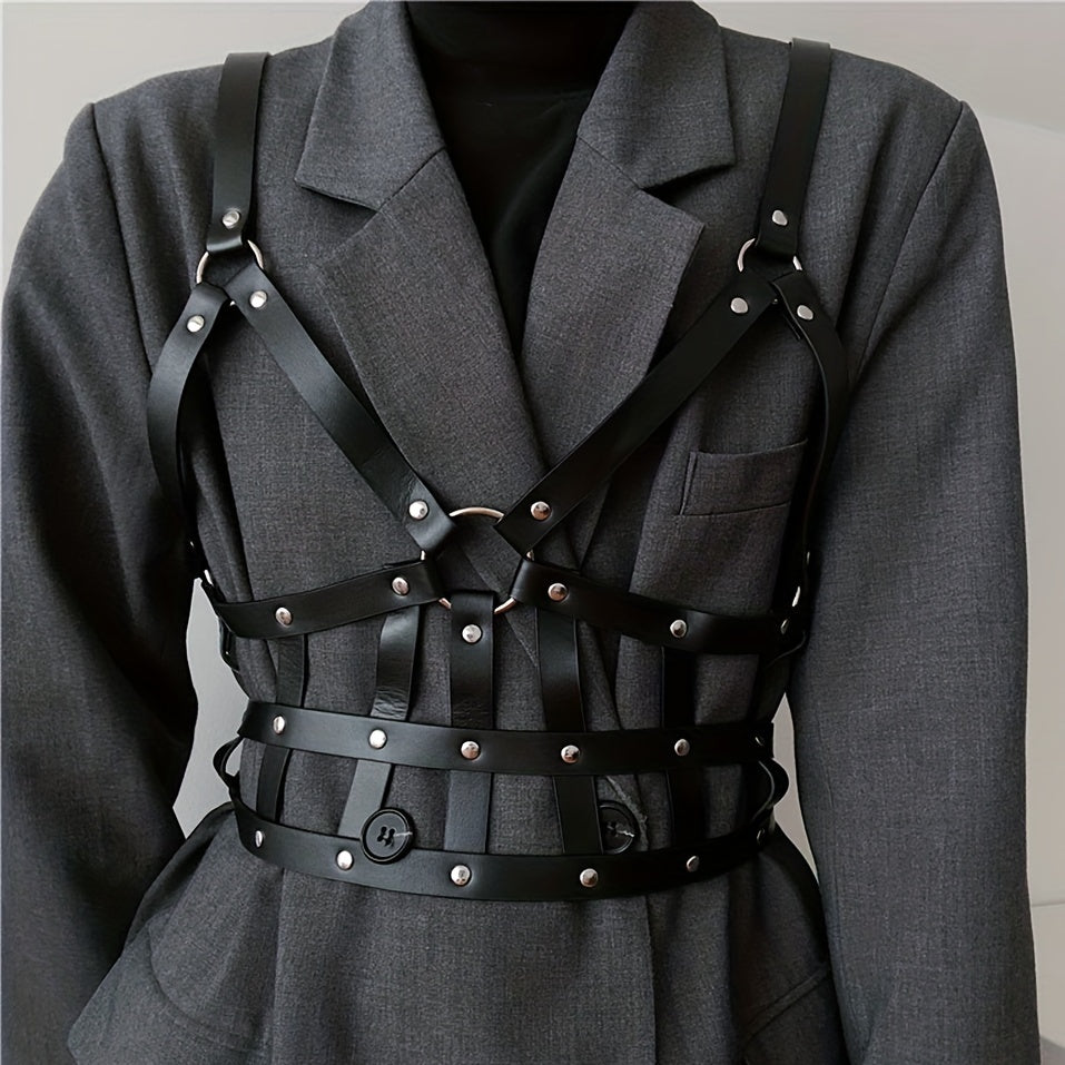 Punk Rivet Caged Bra Harness PU Leather Body Harness