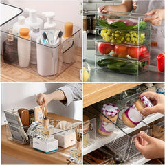 Clear Plastic Pantry Organizer Bins With Handle for Food Storage