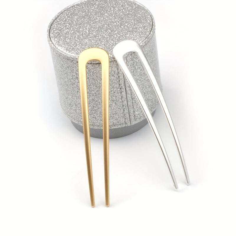 2pcs Alloy Hair Pin U Shaped Hair Fork Style Hair Clip For Women Girls Hair Clip