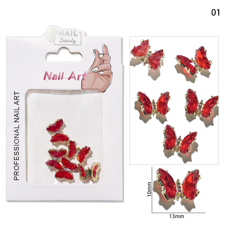Aurora Butterfly Nail Stickers with Rhinestone Jewels for Sparkling Manicure