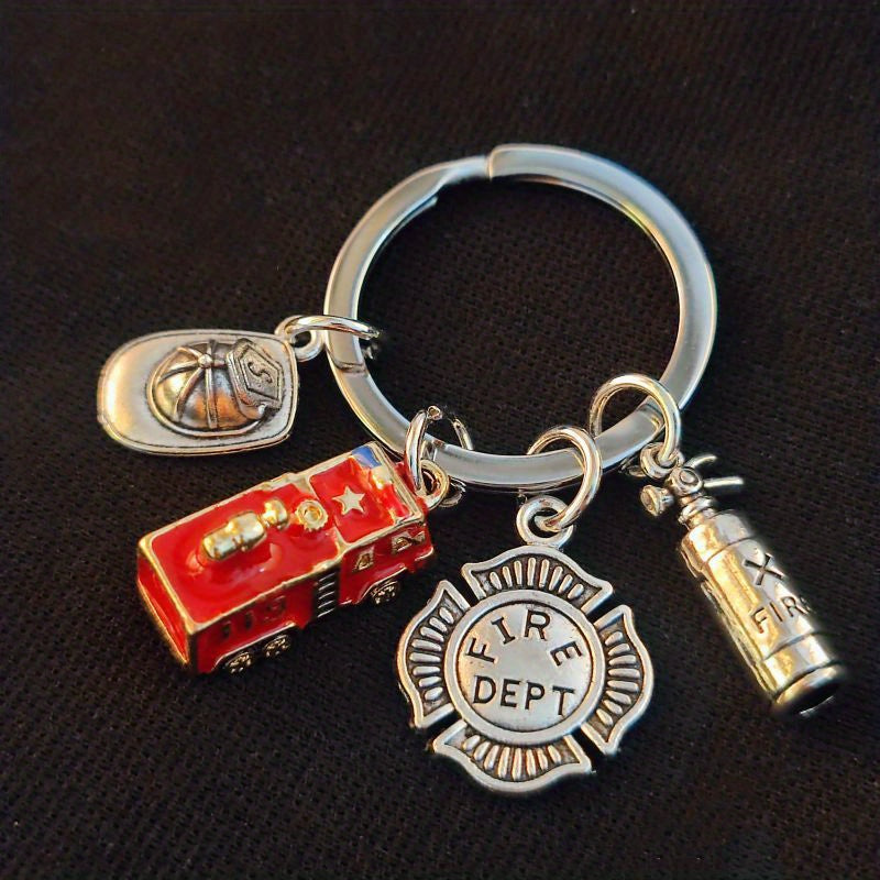 Fireman Keychain Fire Truck Fire Extinguisher Dept DIY Bag Charm