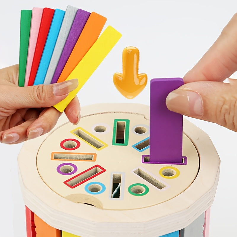 Wooden Sorting Toy with Two Lids Three Play Modes