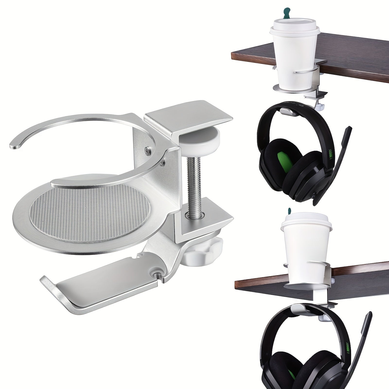 Sleek Headphone Hanger Stand & Drink Cup Holder