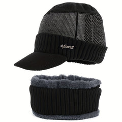 Winter Knit Cap & Scarf Set Warm Knitted Hat For Men And Women
