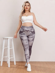 Women's Plus Camo Skinny Trousers High Rise Stretch Pants