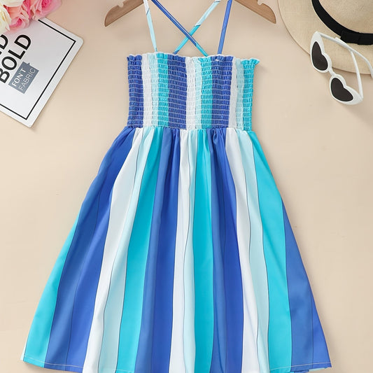 Girls Block Striped Cami Dress for Summer Holiday