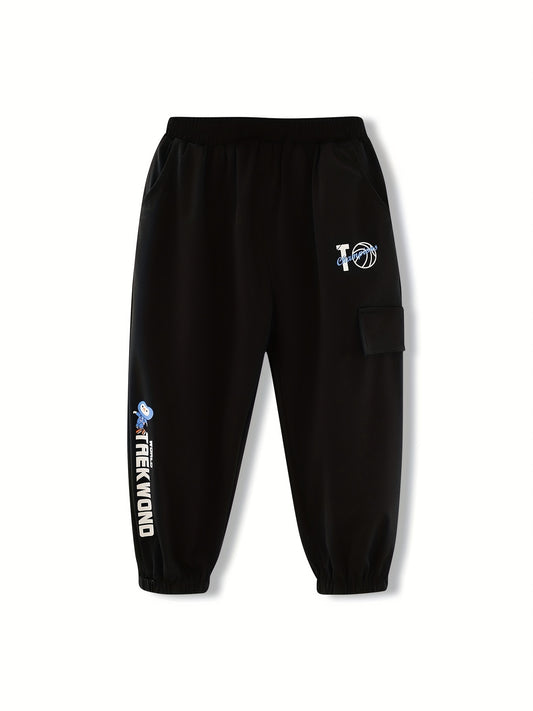 Boys Casual Letter Print Thin Comfortable Quick Drying Pants