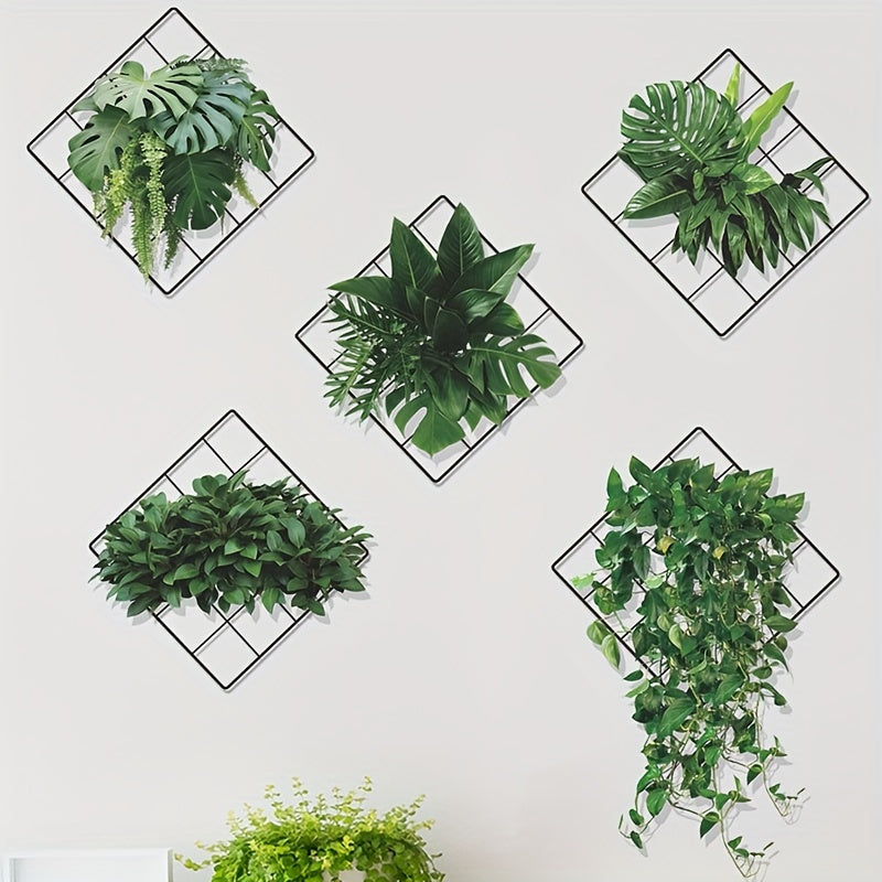 6pcs Mesh Green Pothos Wall Stickers PVC Self-adhesive