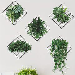 6pcs Mesh Green Pothos Wall Stickers PVC Self-adhesive