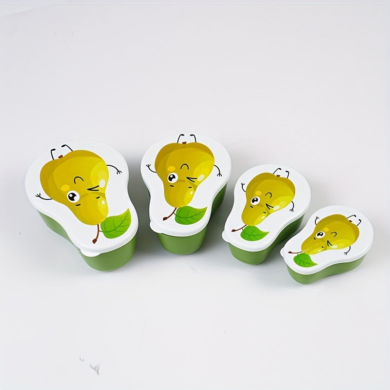 4pcs Fruit Pattern Sandwich Containers Portion Control Lunch Boxes for Snacks