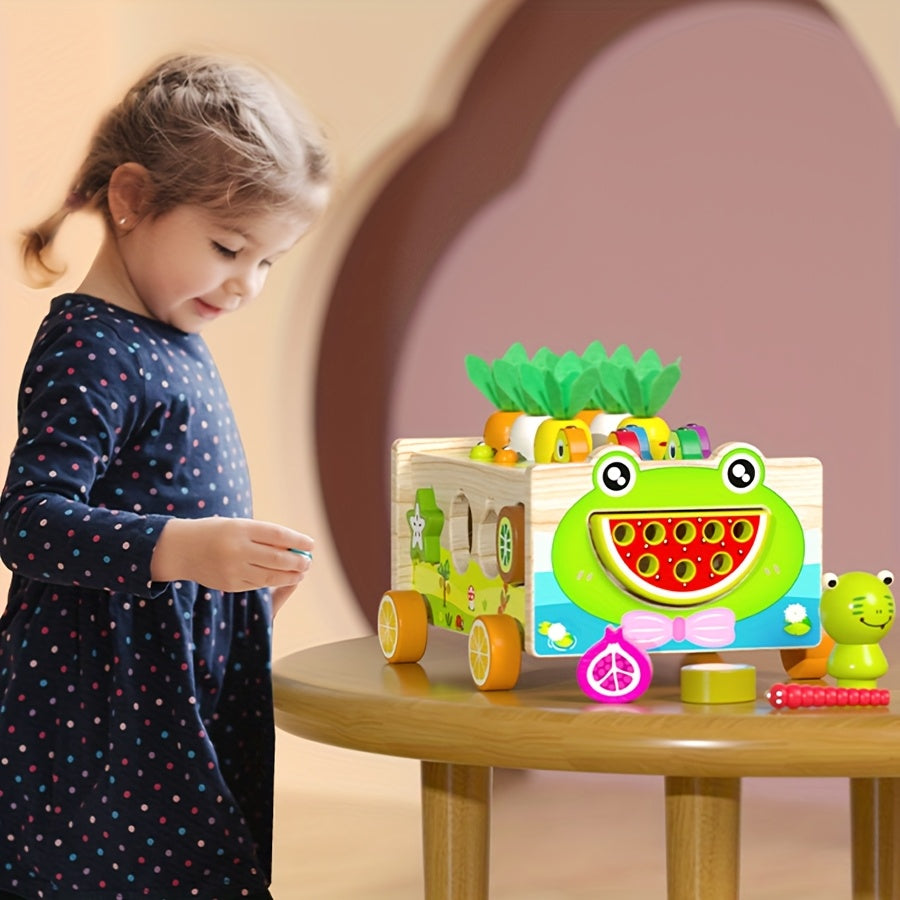 Wooden Educational Toys Frog Fish Pond Farm Shape Sorting Matching Game Car