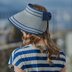 Stripe Summer Visors Solid Foldable Straw Hat Outdoor Travel Beach Cap