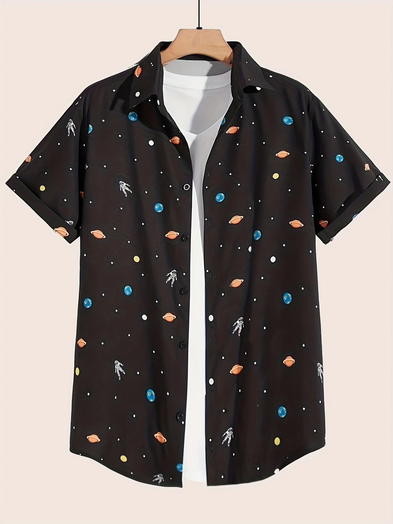 Cat & Coconut Tree Print Men's Short Sleeve Shirt