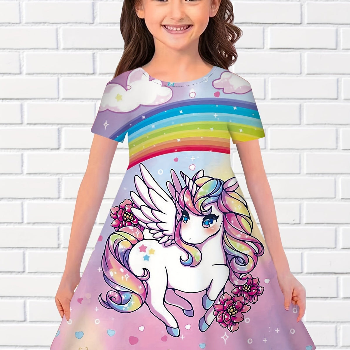 Girls Summer 3D Animal Print Princess Dress