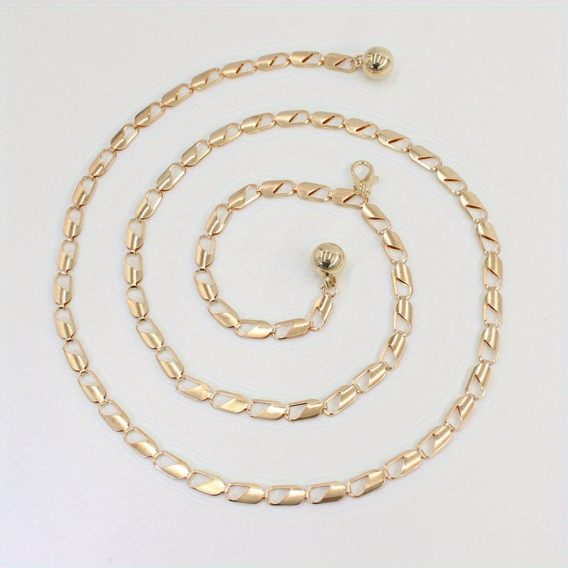 Geometric Hollow Waist Chain Stylish Metal Belt for Women