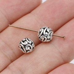 10Pcs Antique Silver Heart Spacer Beads 8mm