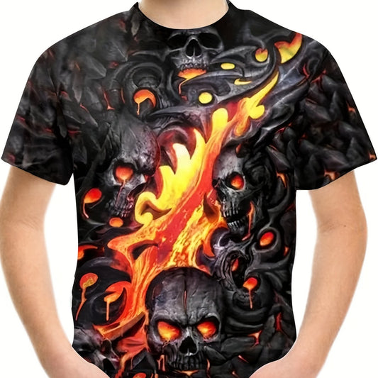 Halloween Skull 3D Print Casual T shirt Graphic Tees Street Wear Kids Clothes