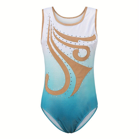 Girls Sleeveless Gymnastics Romper Stretchy Dance Suit