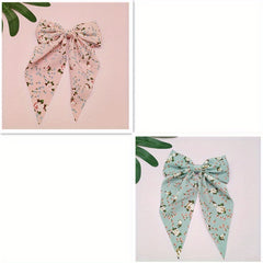 4pcs Floral Streamer Bow Hair Clip for Baby Girls