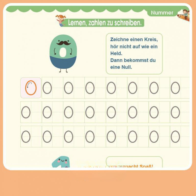 German Preschool Tracing Workbook with Colorful Alphabet and Numbers