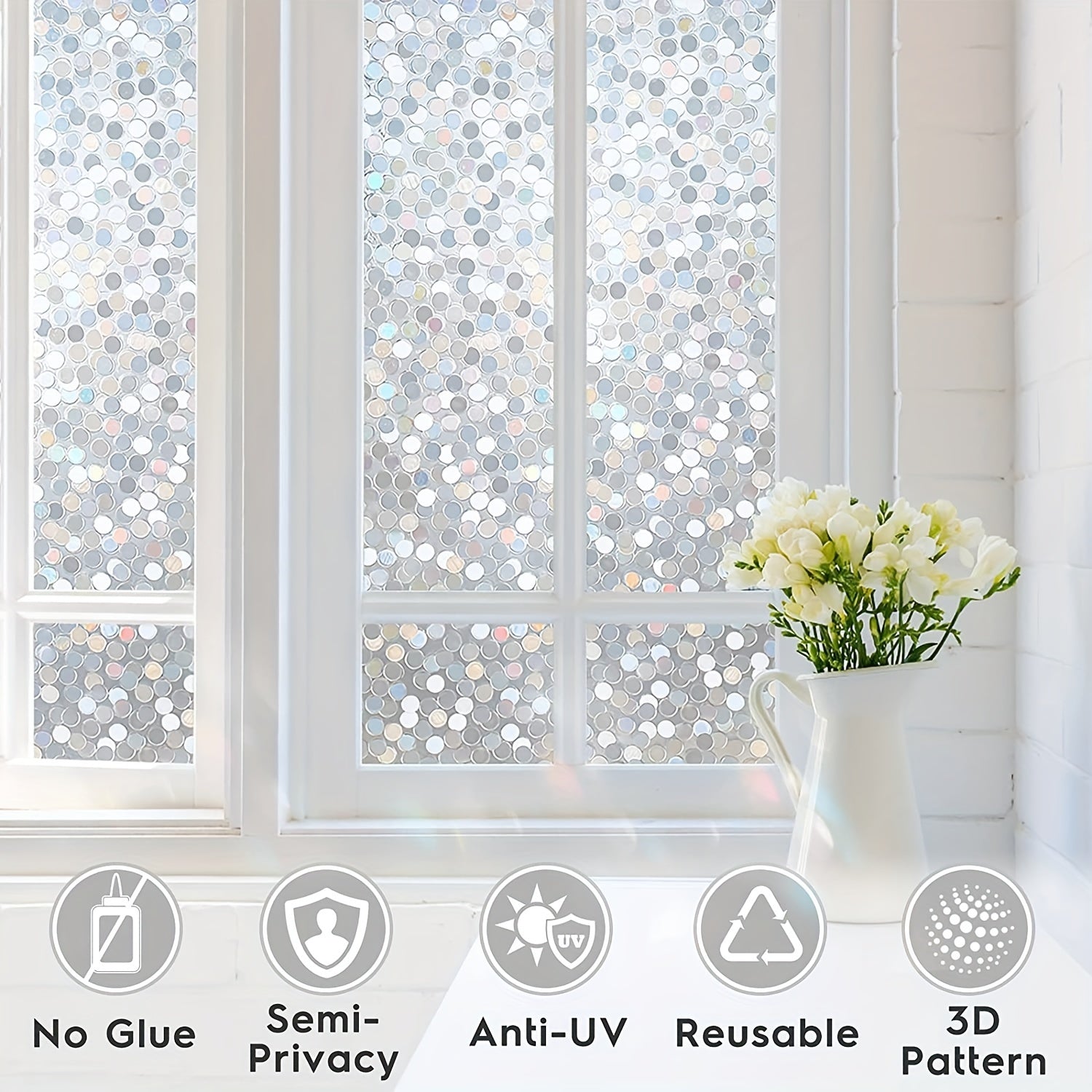 Dot Frosted Privacy PVC Window Film Semi Transparent Decorative Sticker