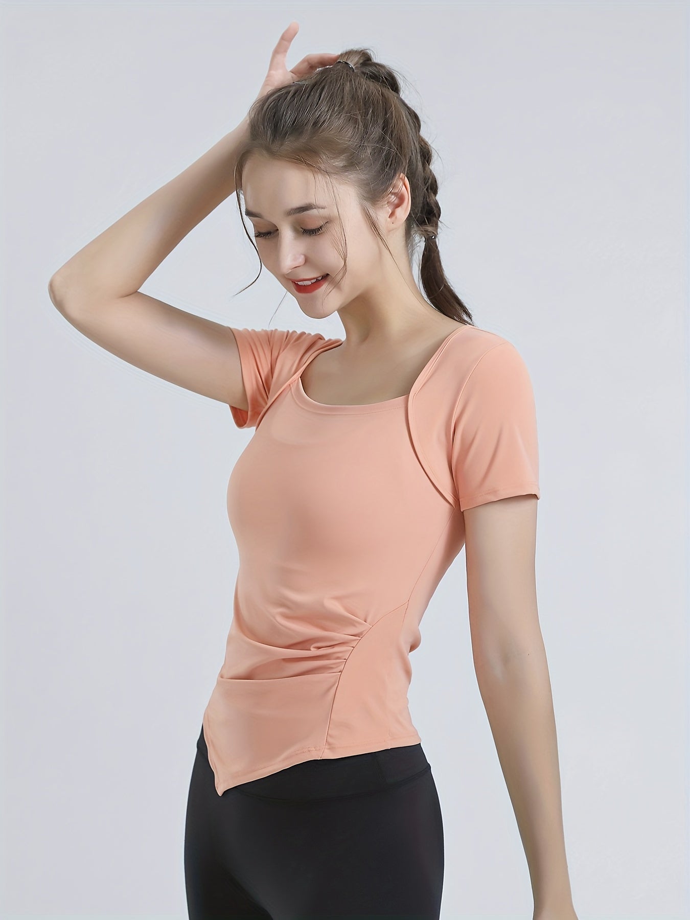 Women's Summer Slim Leisure Sports Short Sleeve T-shirt Solid