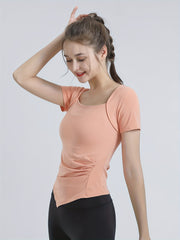 Women's Summer Slim Leisure Sports Short Sleeve T-shirt Solid