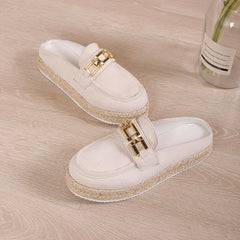 Women's Espadrille Mules with Chain Decor