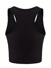 Solid Racerback Tank Top Sleeveless Crew Neck Casual Summer Top