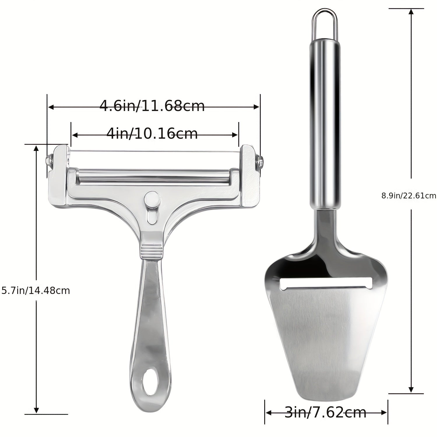 2pcs Stainless Steel Cheese Slicer Adjustable Thickness Cutter