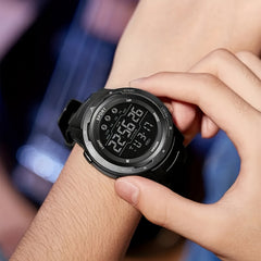 Men's Digital Sports Watch PVC Strap Plastic Case Button Powered