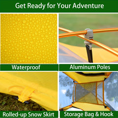3-Person Waterproof Tent for Camping - Lightweight & Durable