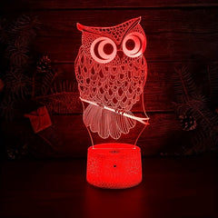 Owl Night Light 16 Colors Remote Control Smart Touch Dimmable 3D Lamp