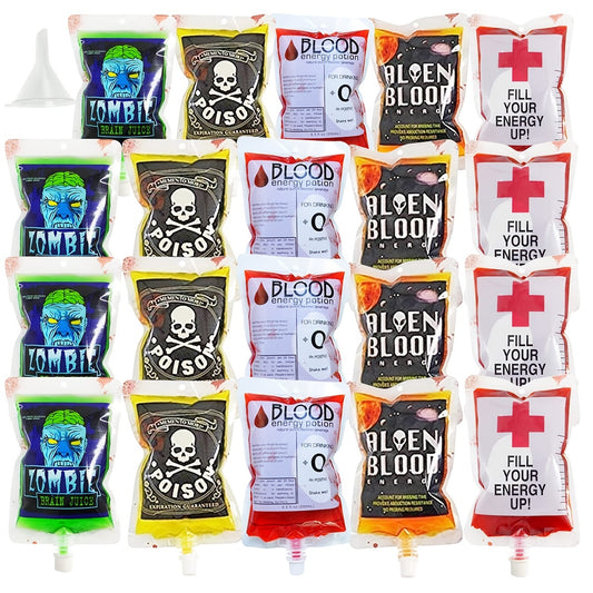 20pcs Halloween Blood Bags 250ml Drink Containers Party Favors