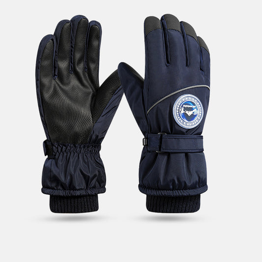 Men's Warm Ski Gloves Thickened Velvet Windproof Non slip Touch Screen Gloves