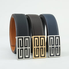 Golden Double Sided Pebbled Smooth Leather Strap