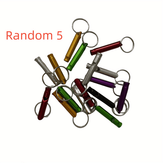 5pcs Aluminum Whistle with Key Chain for Emergencies & Outdoor Activities